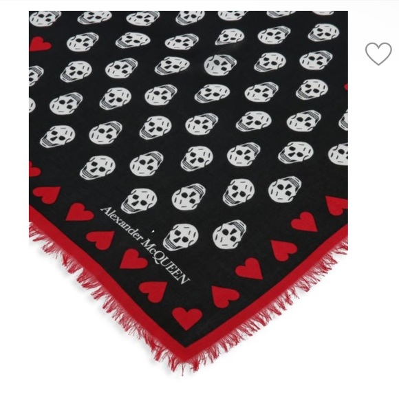 Alexander McQueen Accessories - NWT Alexander McQueen Biker Heart and Skull Print Scarf